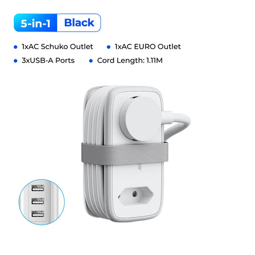 ORICO EU Plug Travel Power Strip with 3AC 3USB Port 1.1M Extension