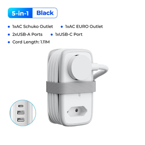 ORICO EU Plug Travel Power Strip with 3AC 3USB Port 1.1M Extension