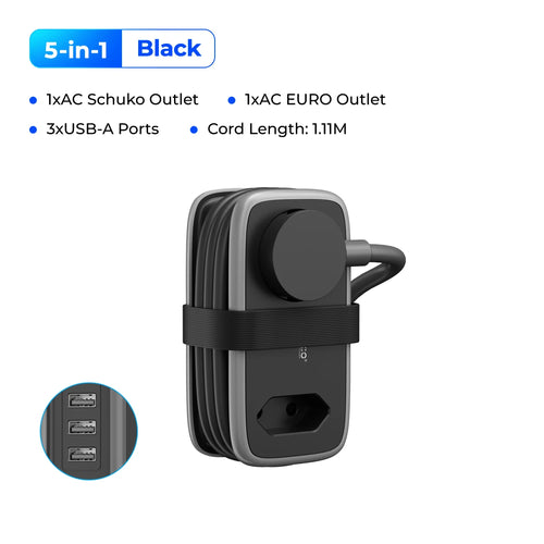 ORICO EU Plug Travel Power Strip with 3AC 3USB Port 1.1M Extension