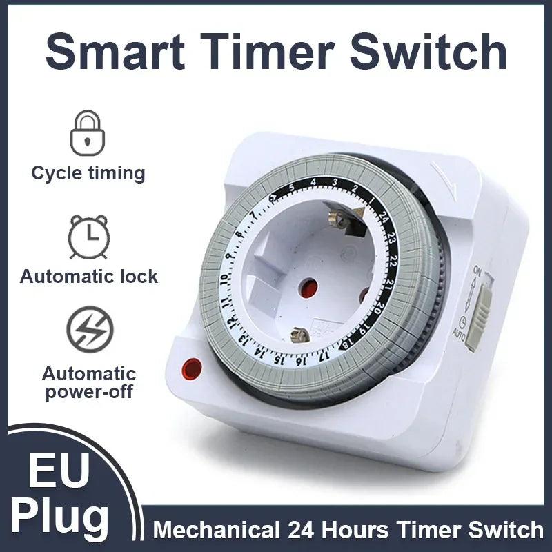 Mechanical Timer Socket EU Plug 24H Countdown Auto Power Off