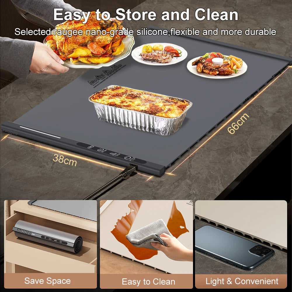 Electric Food Warmer Plate Foldable Warming Tray Plate Warmer Mat Food