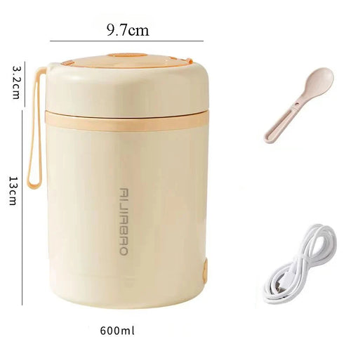 600ML USB Electric Heating Lunch Box Portable Picnic Milk Drink  Food