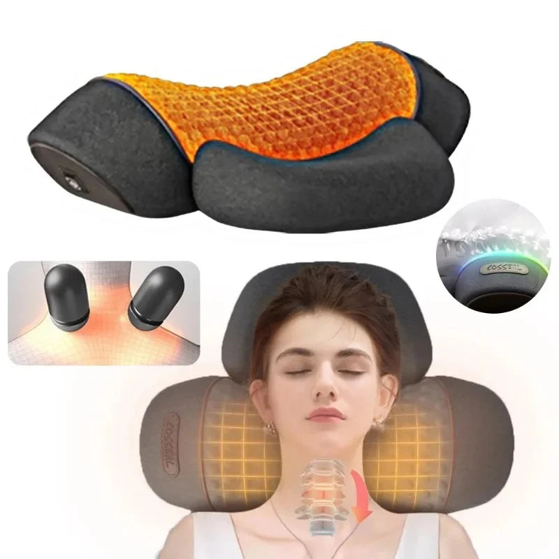 Electric Neck Massager Cervical Pillow Hot Compress Neck Stretch