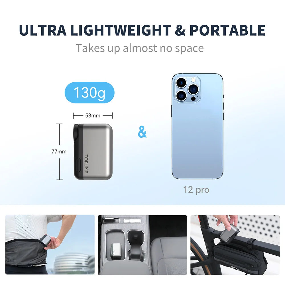 TOPUMP TB2 PRO Mini Portable Electric Pump for Bike Cordless Tire