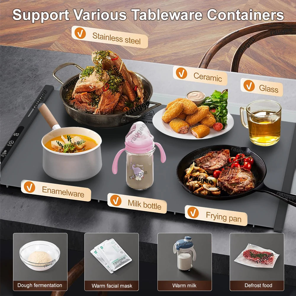 Electric Food Warmer Plate Foldable Warming Tray Plate Warmer Mat Food