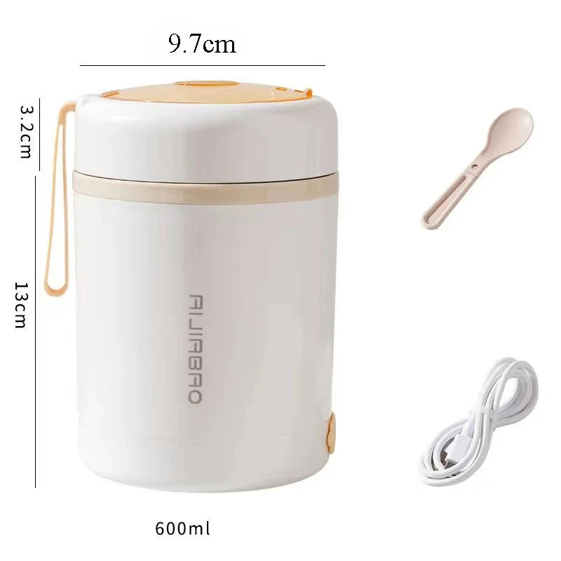 600ML USB Electric Heating Lunch Box Portable Picnic Milk Drink  Food