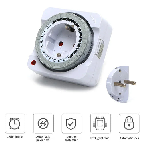 Mechanical Timer Socket EU Plug 24H Countdown Auto Power Off