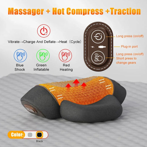 Electric Neck Massager Cervical Pillow Hot Compress Neck Stretch