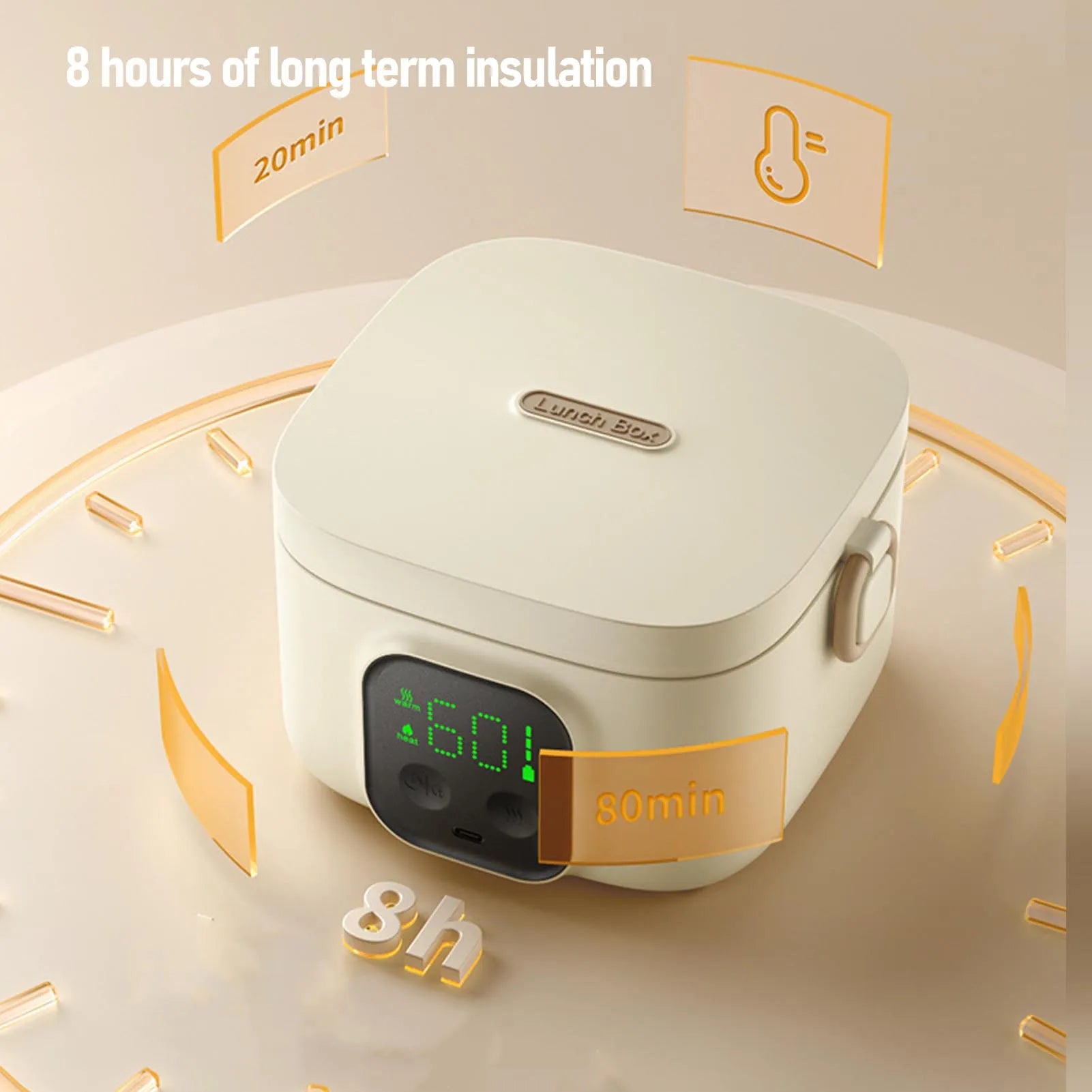 Electric Lunch Box Food Warmer Rechargeable 500ml Insulation Mode